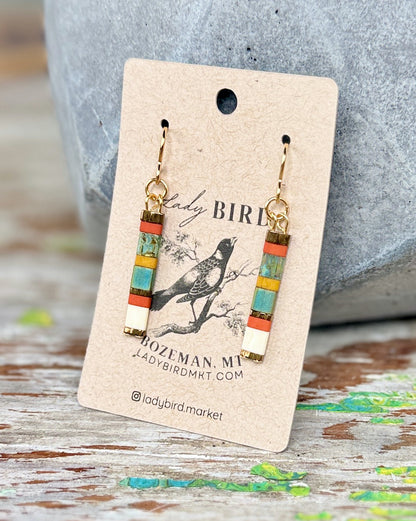 Autumn Harvest-Hued Miyuki Tila Bead Dangle Earrings