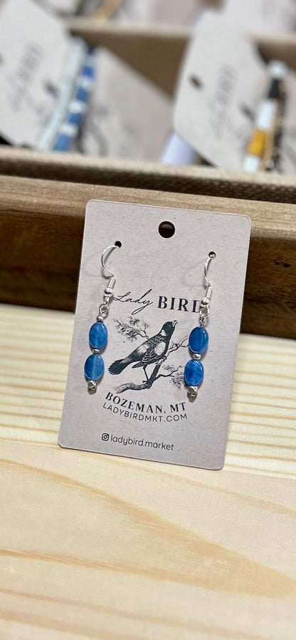 Vibrant Blue Kayanite Gemstone Dangle Earrings