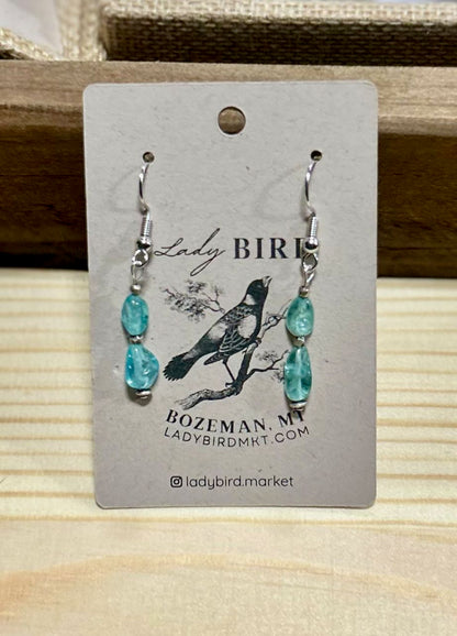 Light Blue Aquamarine Gemstone Beaded Dangle Earrings