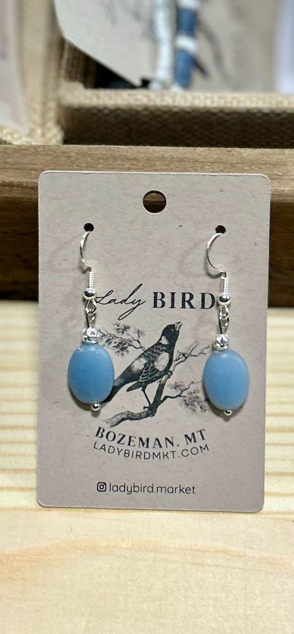 Light Blue Angelite Gemstone Pendant Earrings