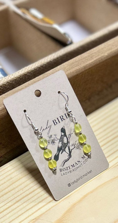 Yellow Citrine Gemstone Beaded Dangle Earrings