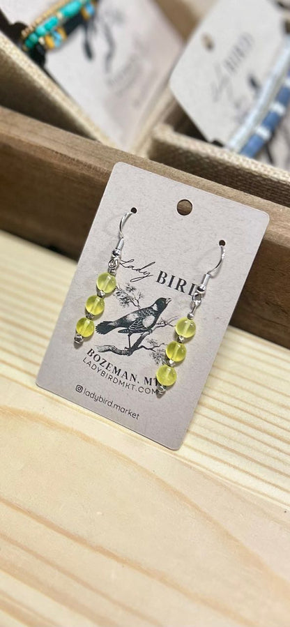 Yellow Citrine Gemstone Beaded Dangle Earrings