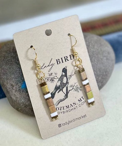 Big Sky Sunrise & Silver or Gold Beaded Tila Dangle Earrings