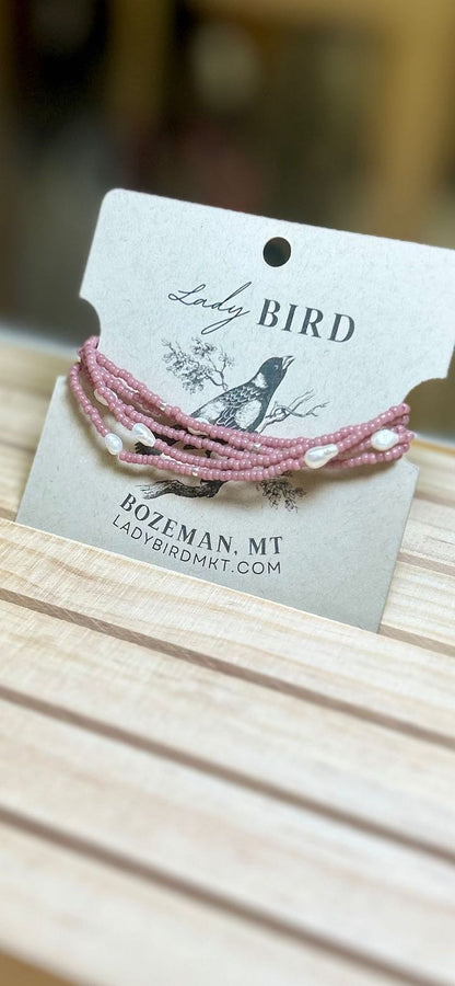 Pale Pink 2-in-1 Seed Bead & Freshwater Pearl Bracelet/Necklace