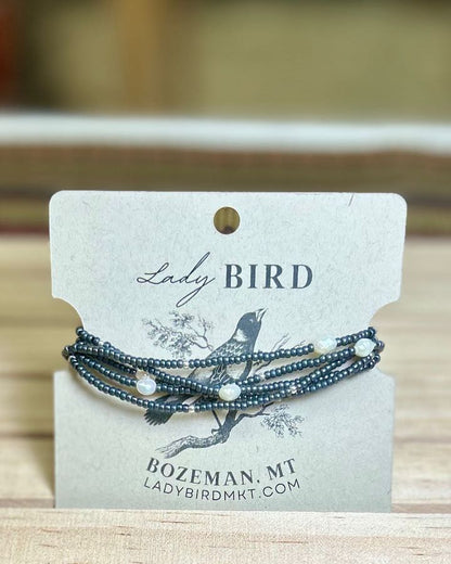 Steel Grey 2-in-1 Seed Bead & Freshwater Pearl Bracelet/Necklace