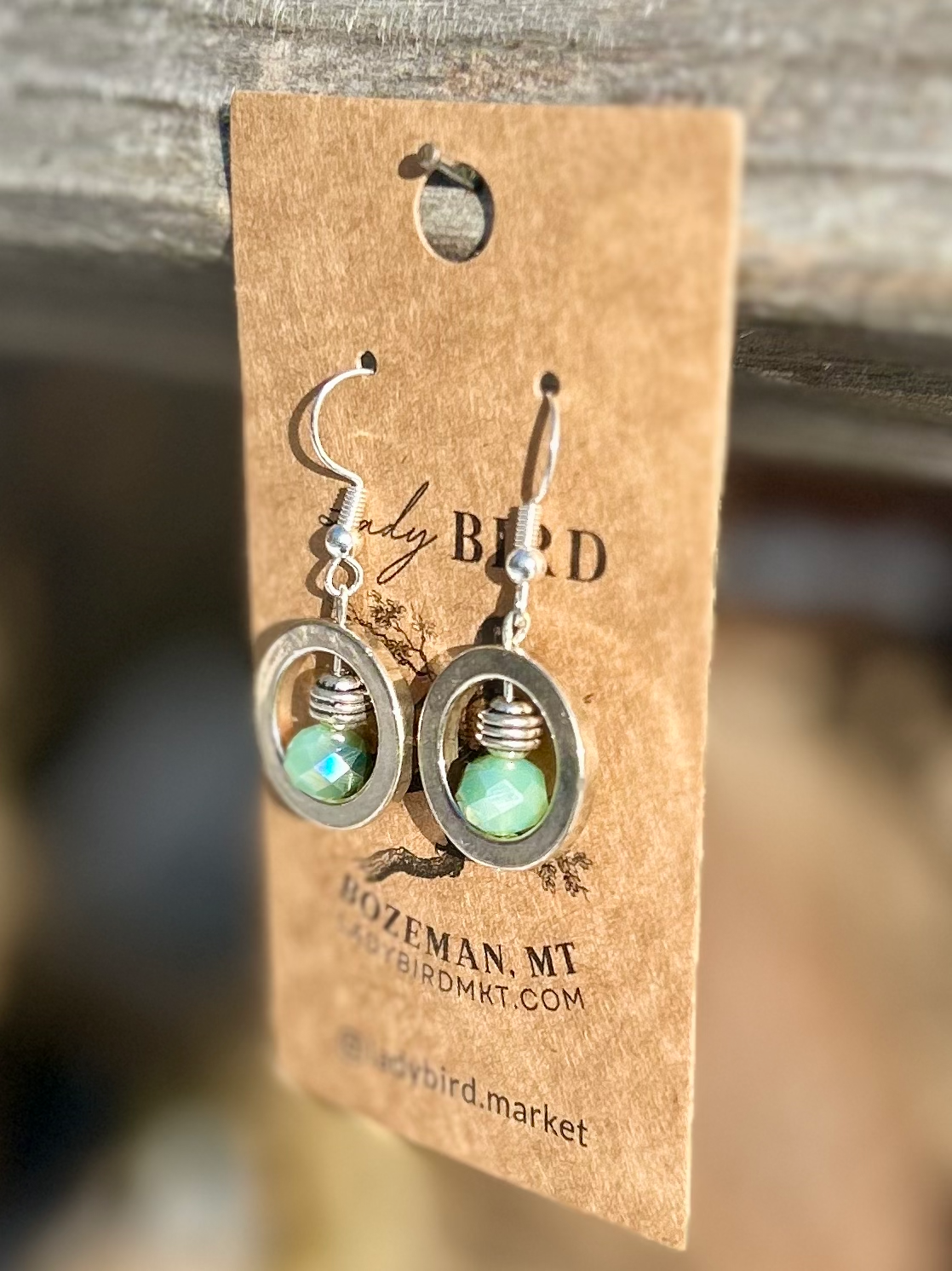 Seafoam Green Silver Sparkle Circle Earrings