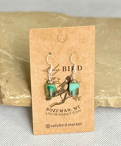 Translucent Turquoise & Black Fade Dangle Earrings