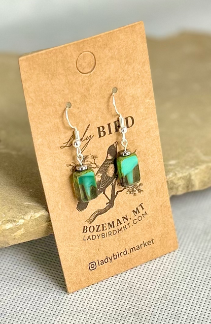 Translucent Turquoise & Black Fade Dangle Earrings