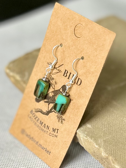 Translucent Turquoise & Black Fade Dangle Earrings