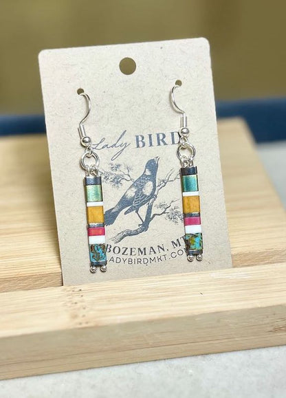 Beachy Color Mix & Gold or Silver Tila Bead Earrings