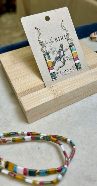 Beachy Color Mix & Gold or Silver Tila Bead Earrings