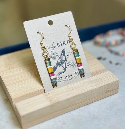 Beachy Color Mix & Gold or Silver Tila Bead Earrings