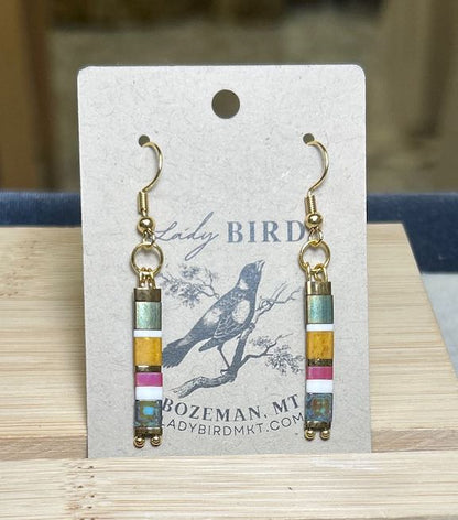 Beachy Color Mix & Gold or Silver Tila Bead Earrings