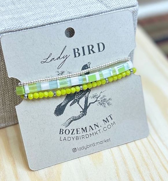 Limelight & White Tila Bead Stacked Bracelet Set