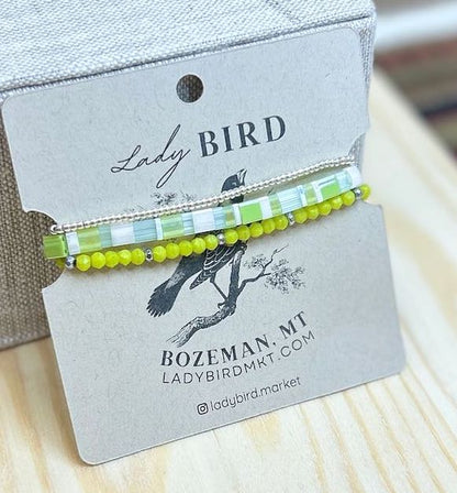 Limelight & Bright Green Tila Bead Stacked Bracelet Set