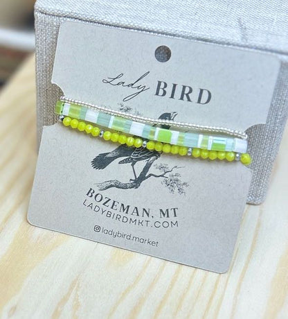 Limelight & Bright Green Tila Bead Stacked Bracelet Set