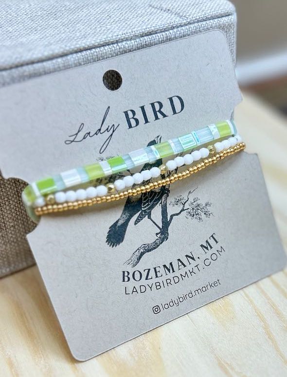 Limelight & White Tila Bead Stacked Bracelet Set