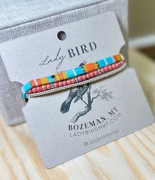 Boho Bracelet Set – Retro Style Turquoise Mix Miyuki Tila Beads with Czech Glass Wrap