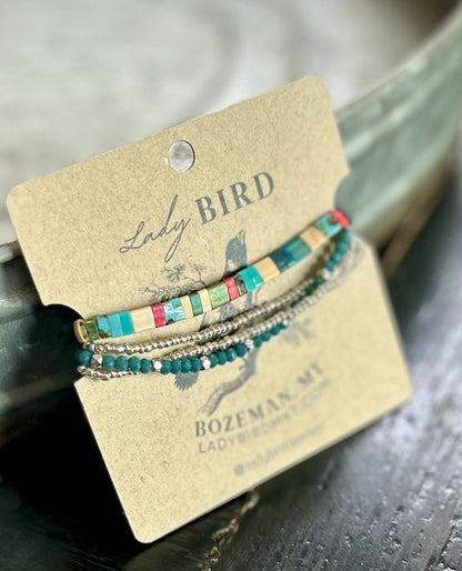 Classic Combo & Teal Stretchy Tila Bead Bracelet