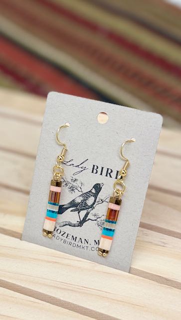 Funky Harvest-Hued Handmade Boho Tila Bead Dangle Earrings