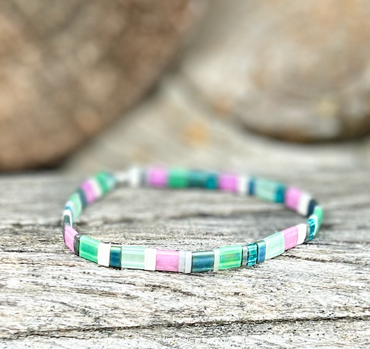 Preppy Stretchy Tila Bead Bracelet