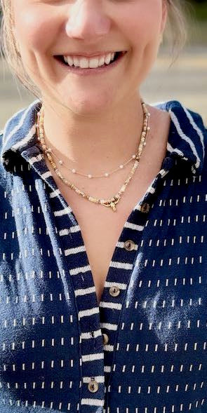 Agate Gemstone Mix Stretchy Necklace – Boho Jewelry with Gold or Silver Steer Skull Pendant