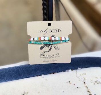 Boho Bracelet Set – Retro Rainbow Mix Miyuki Tila Beads with Czech Glass Wrap