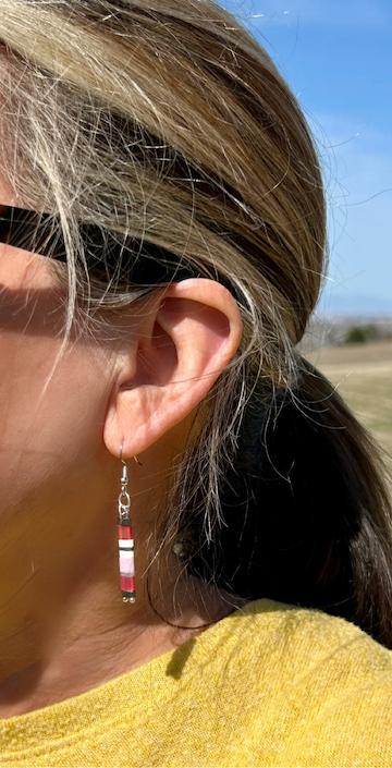 Pink Mix & Silver Tila Bead Earrings