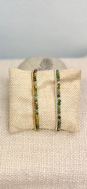 Tourmaline with Gold or Silver Stretchy Gemstone Wrap Bracelet