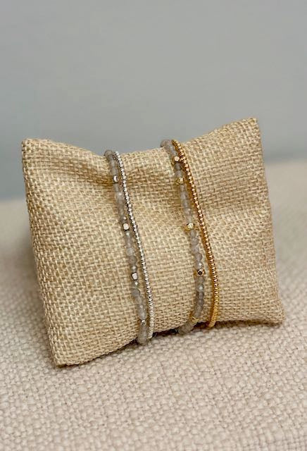 Labradorite with Gold or Silver Stretchy Gemstone Wrap Bracelet