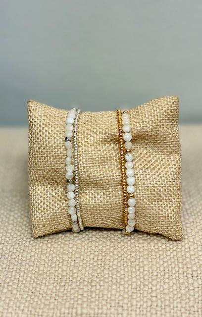 Moonstone with Gold or Silver Stretchy Gemstone Wrap Bracelet