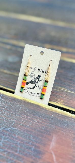 Mossy Green Forest & Teal Tila Bead Dangle Earrings | Handmade Boho Jewelry