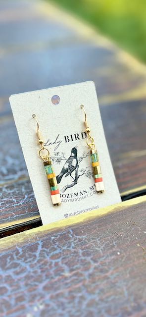 Autumn Color Mix Tila Bead Dangle Earrings | Handmade Boho Retro Jewelry