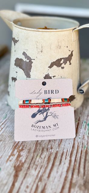 Creamy White Fall Bliss & Orange Color Mix Tila Bead Bracelet Set | Handmade Boho Stacked Stretch Bracelets in Silver or Gold