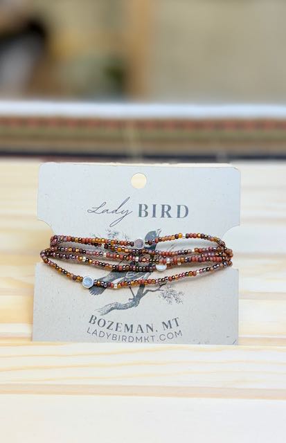 Mixed Autumn Reds Seed Bead Boho Wrap Bracelet - Handcrafted Beaded Jewelry