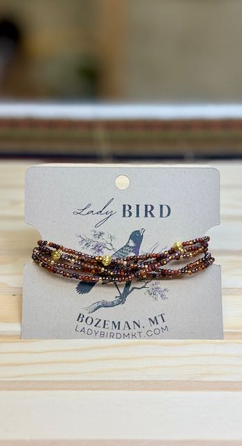 Mixed Autumn Reds Seed Bead Boho Wrap Bracelet - Handcrafted Beaded Jewelry