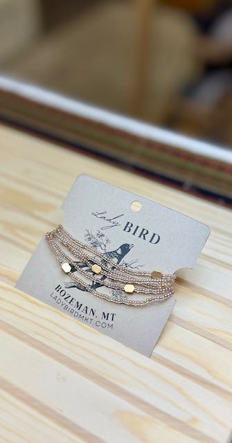 Champagne Czech Glass Seed Bead Boho Wrap Bracelet - Gold Hematite Accent Jewelry