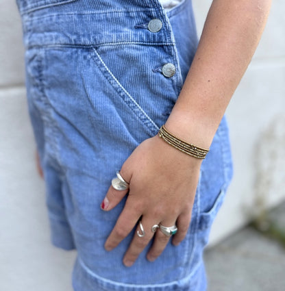 Speckled Beige With Silver or Gold Stretchy Boho-Style Beaded Wrap Bracelet/Necklace
