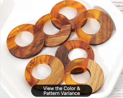 Walnut Wood & Amber Resin Hoop Earrings