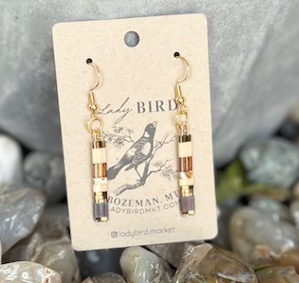 Autumn Hues with Gold or Silver Tila Bead Dangle Earrings