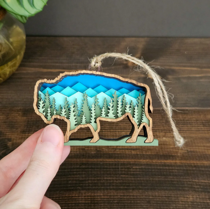 3D Bison/Buffalo Hanging Christmas Tree Ornament