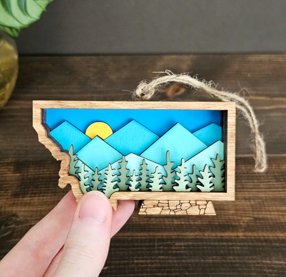3D Montana State Hanging Christmas Tree Ornament