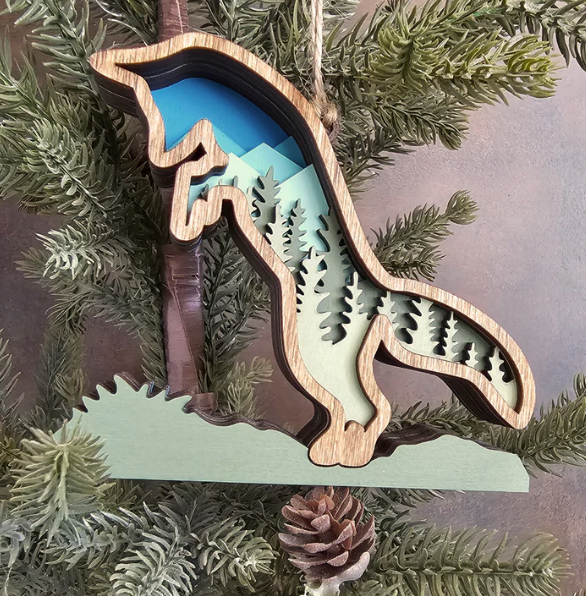3D Fox Hanging Christmas Tree Ornament
