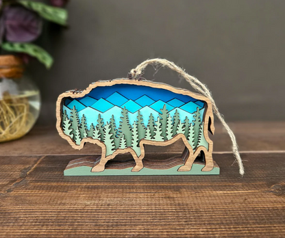 3D Bison/Buffalo Hanging Christmas Tree Ornament