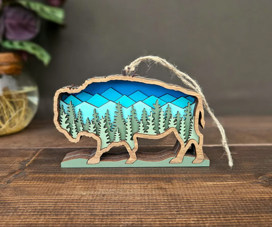 3D Bison/Buffalo Hanging Christmas Tree Ornament