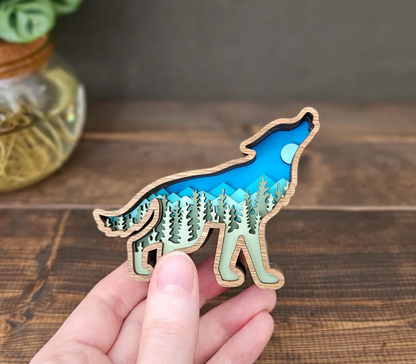 3D Wolf Hanging Christmas Tree Ornament