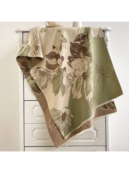 Scarvii - Reversible Camellia Jacquard Shawl: Yellow