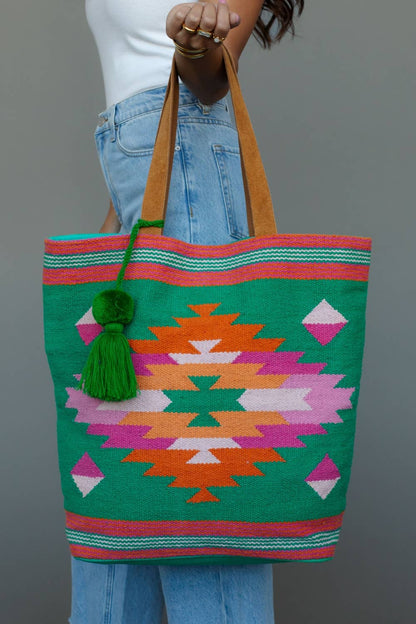 Green, Pink & Orange Western Tote