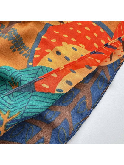 Scarvii - Abstract Botanical Patchwork Scarf: Yellow