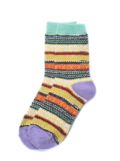 Rufia - 5 Pairs Bohemian Style Wool-Blend Socks